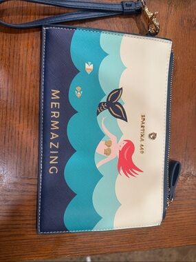 Spartina 449 Mermaid Wristlet Clutch in Navy, Teal & Cream